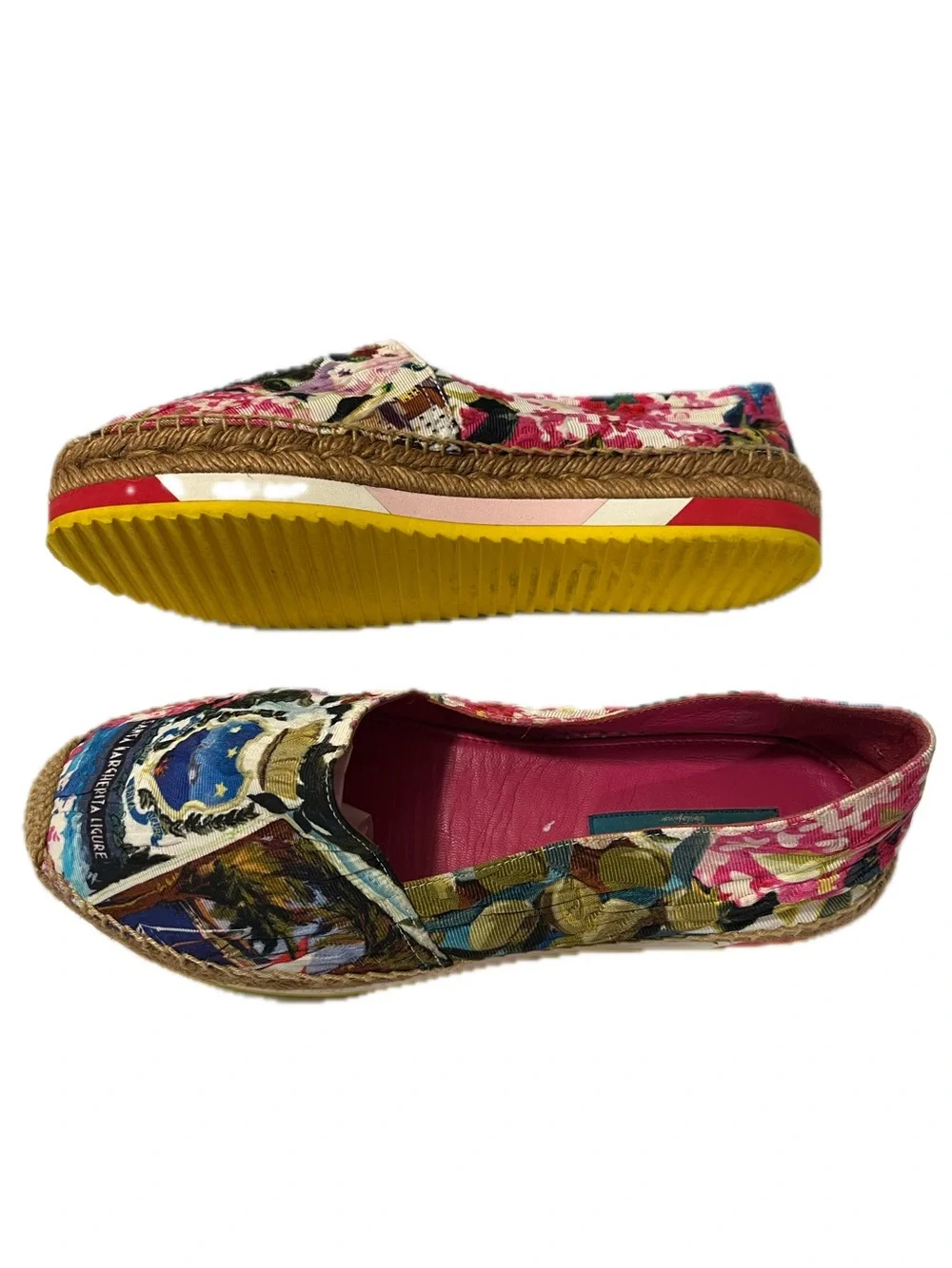 Dolce & Gabbana Floral Tropical Flar Espadrille Slip-Ons Sandals Santa Margheria